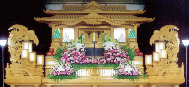 高級お棺上級コースの祭壇